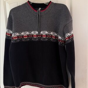 Hanna Andersson Fair Isle Nordic Quarter Zip Sweater Size L